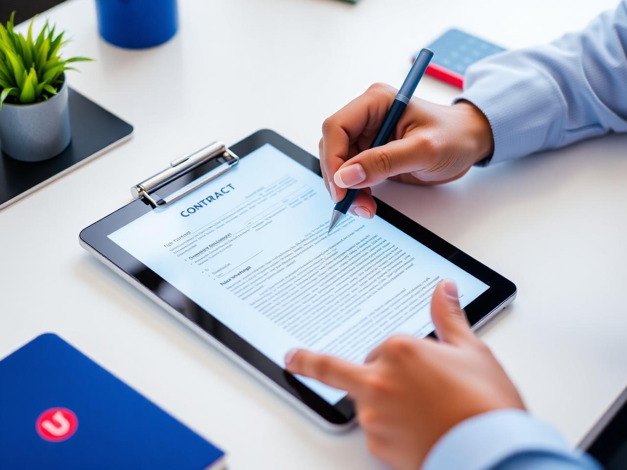 Signature électronique d'un contrat immobilier sur tablette